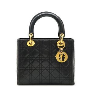 Christian Dior Lambskin Lady Dior Handbag Black